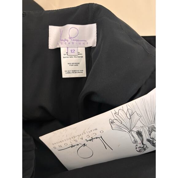 Haley Paige Women Maxi Dress Bridesmaid Black Strapy Sleeves Fit & Flare Size 12 - Picture 7 of 10